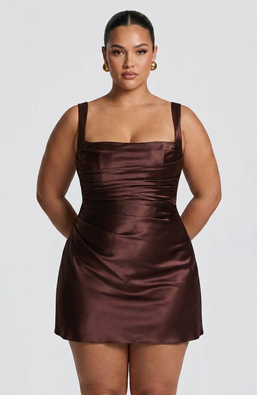 Winifred | Satin Square Neck Mini Dress
