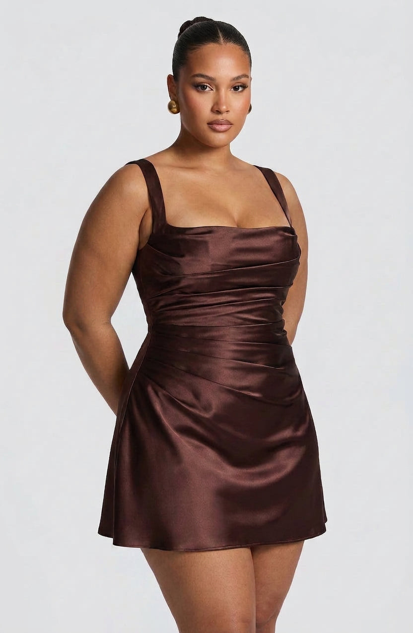 Winifred | Satin Square Neck Mini Dress