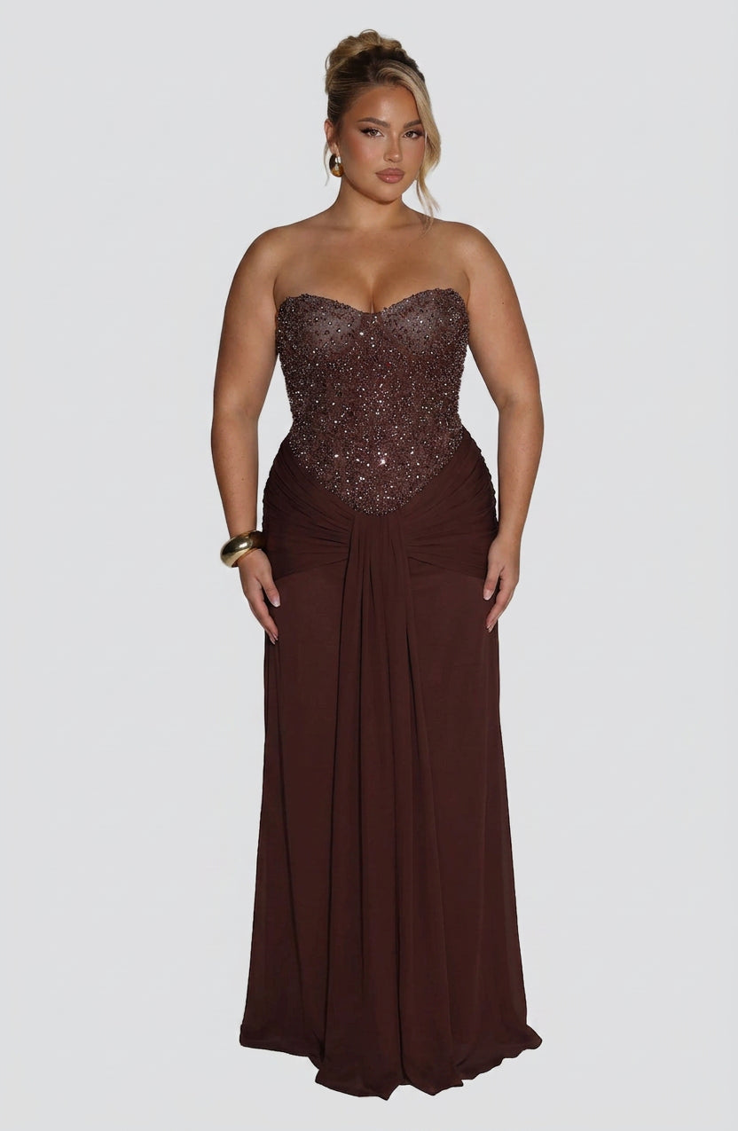 April | Sequin Strapless Maxi Dress