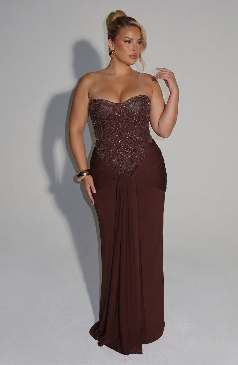 April | Sequin Strapless Maxi Dress
