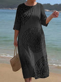 Carly Linen Round Neck Midi Dress