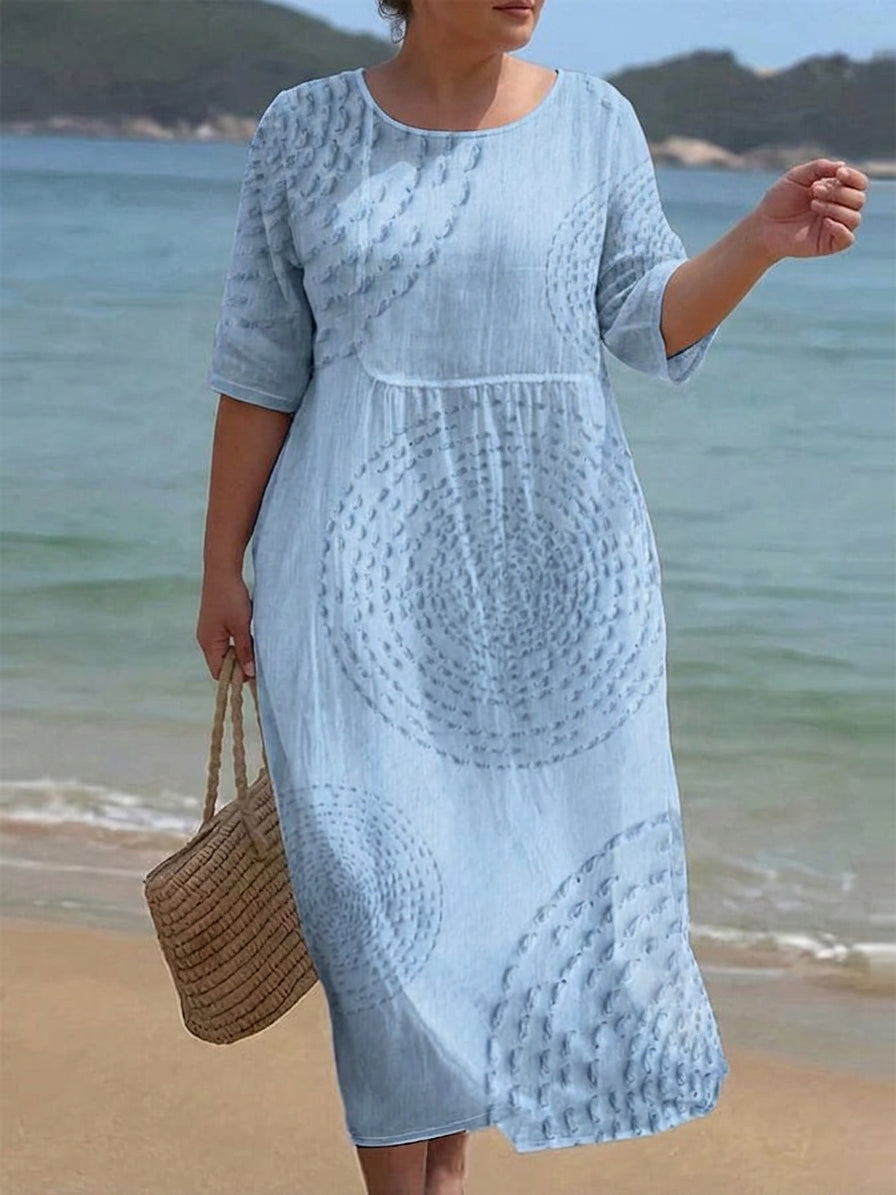 Carly Linen Round Neck Midi Dress – view 2