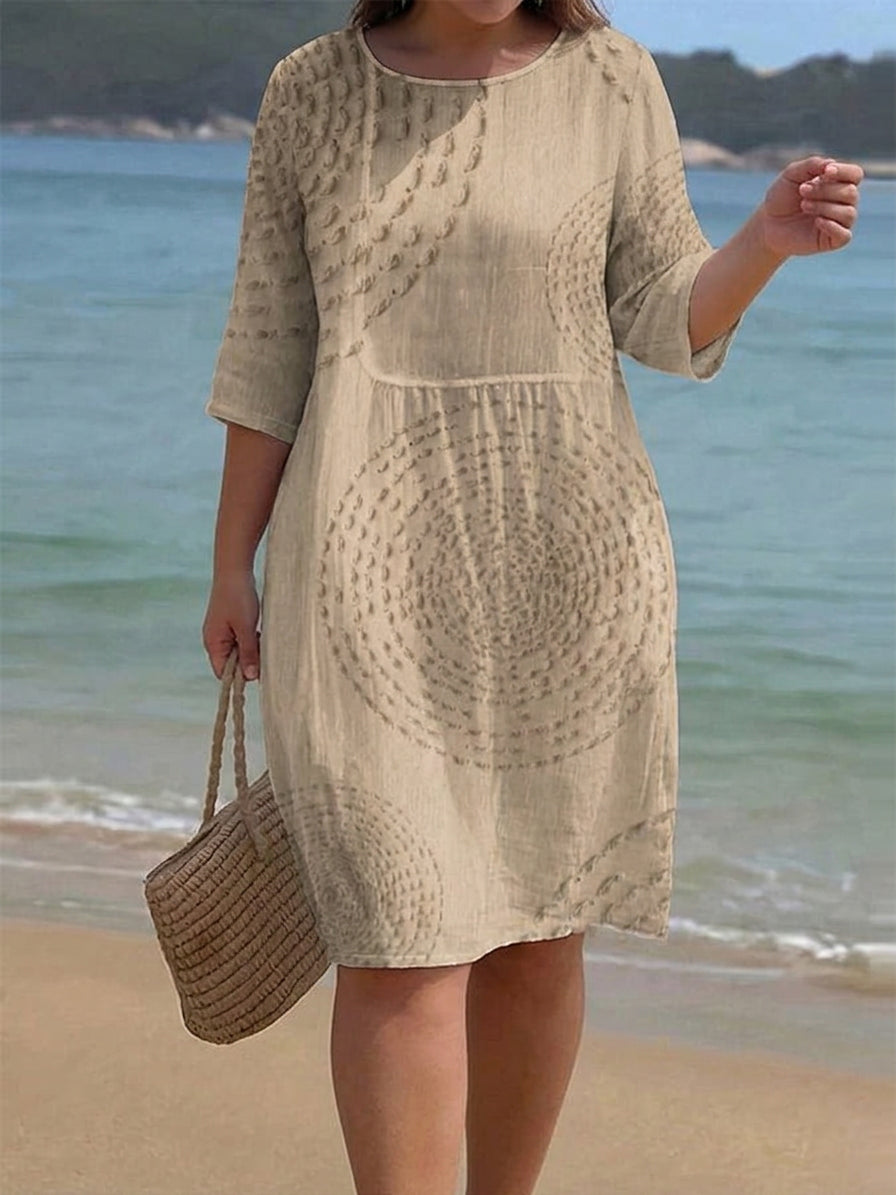Carly Linen Round Neck Midi Dress – view 5