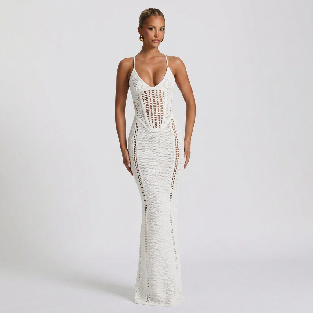 Caroline Crochet Sleeveless Maxi Dress – view 5