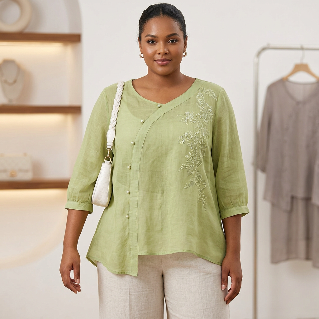 Carrie Cotton Floral V-Neck Top – view 4
