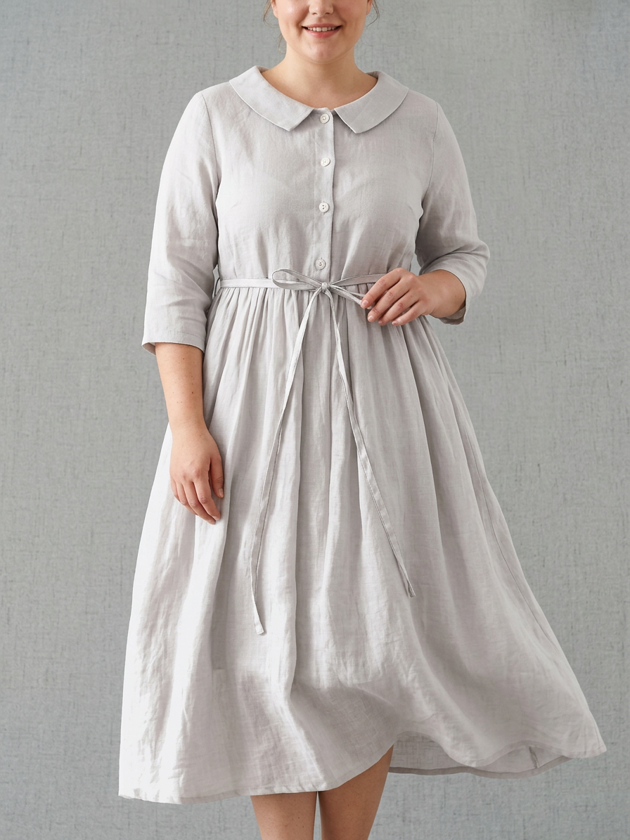 Casey Linen Collared Midi Dress – view 2