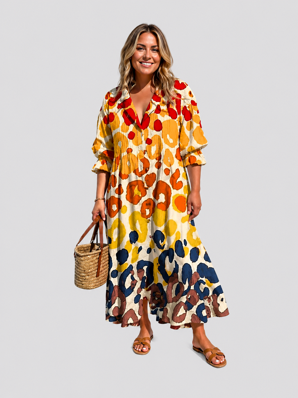 Cassandra Polka Dot V-Neck Maxi Dress