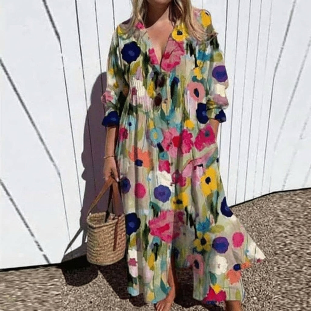 Cassandra Polka Dot V-Neck Maxi Dress – view 2