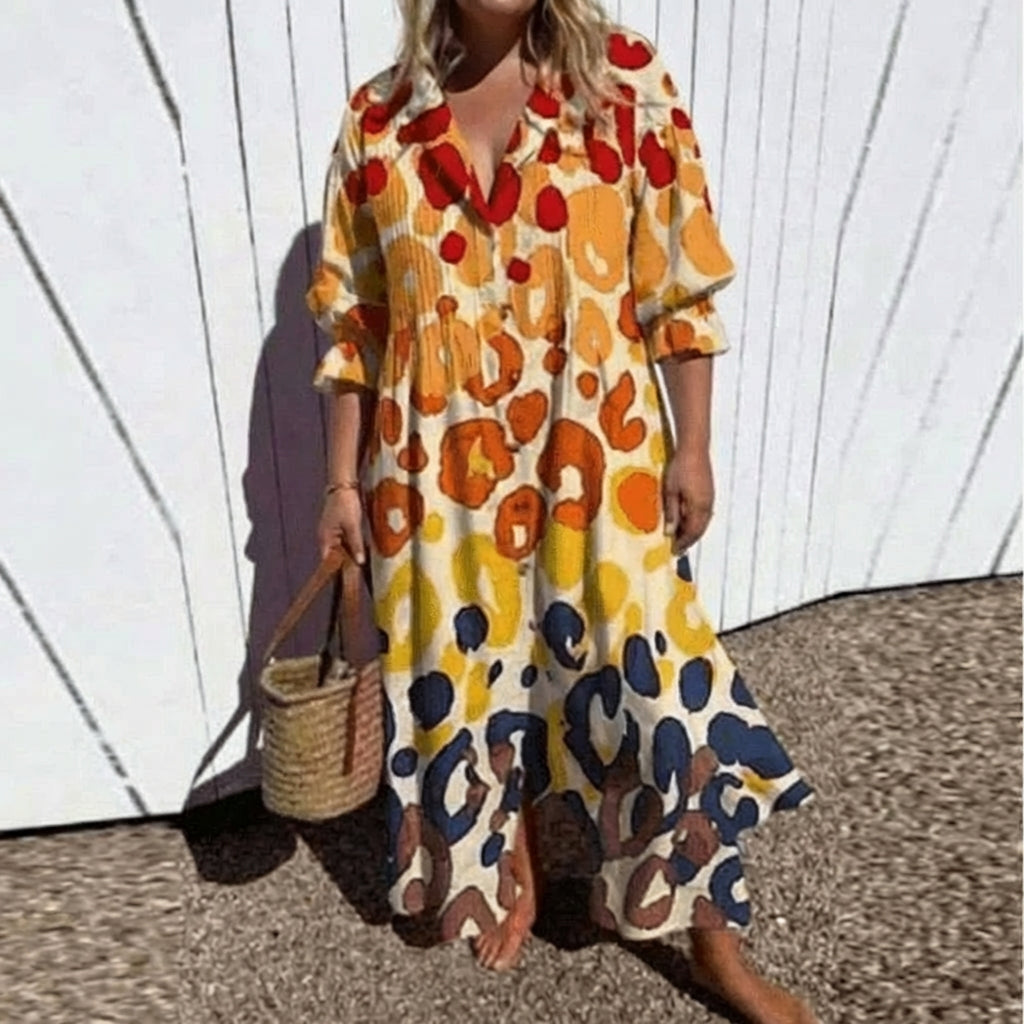 Cassandra Polka Dot V-Neck Maxi Dress – view 3