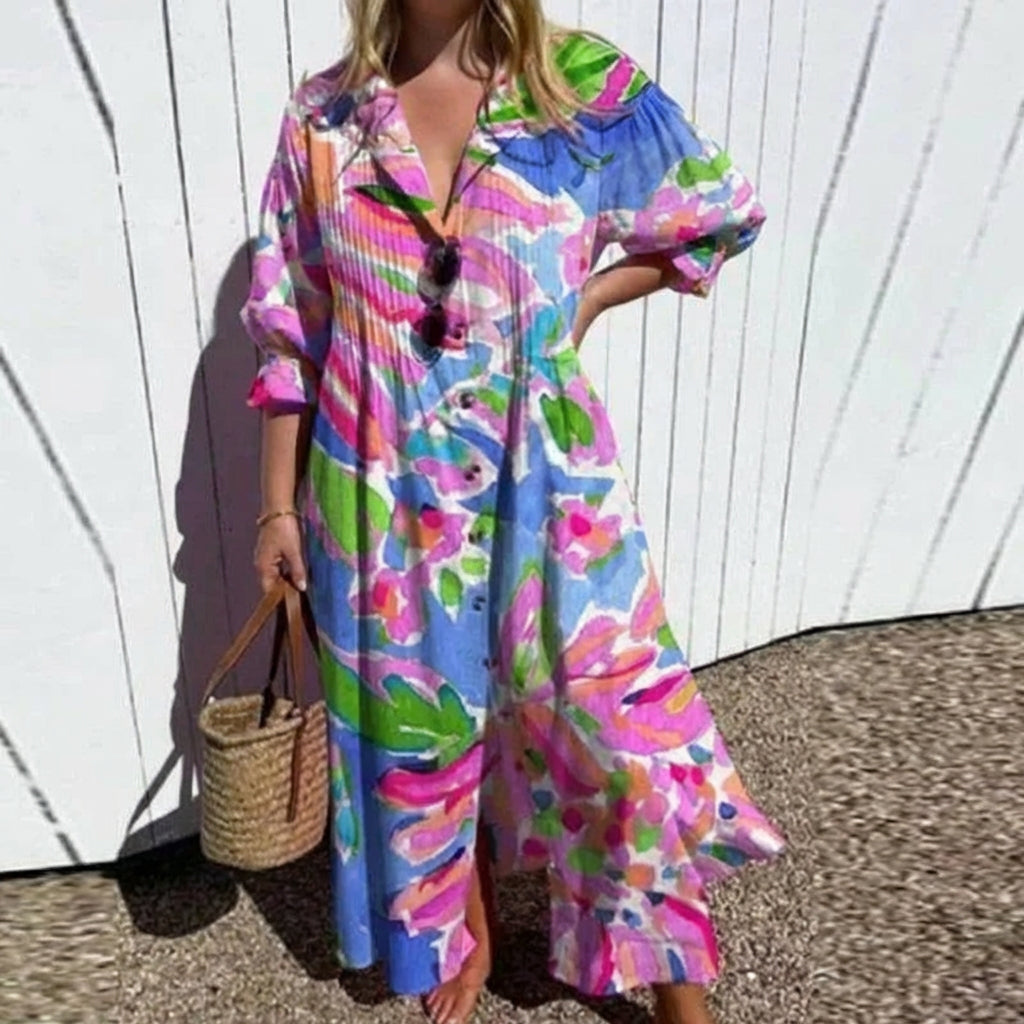 Cassandra Polka Dot V-Neck Maxi Dress – view 4