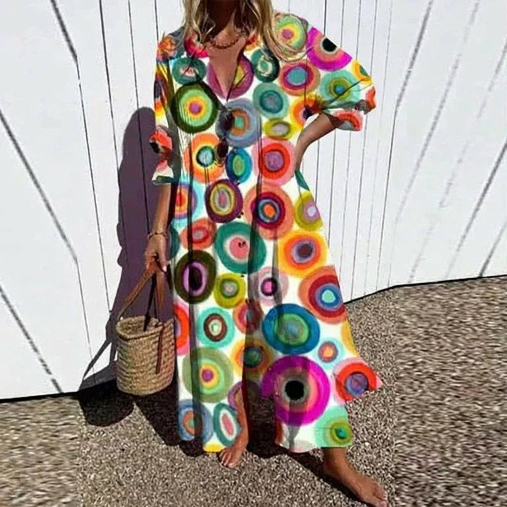 Cassandra Polka Dot V-Neck Maxi Dress – view 7