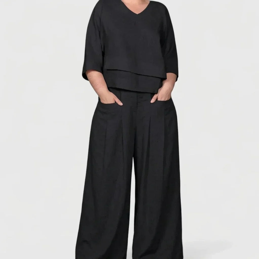 Chelsea Linen V-Neck Two-Piece Set – view 2