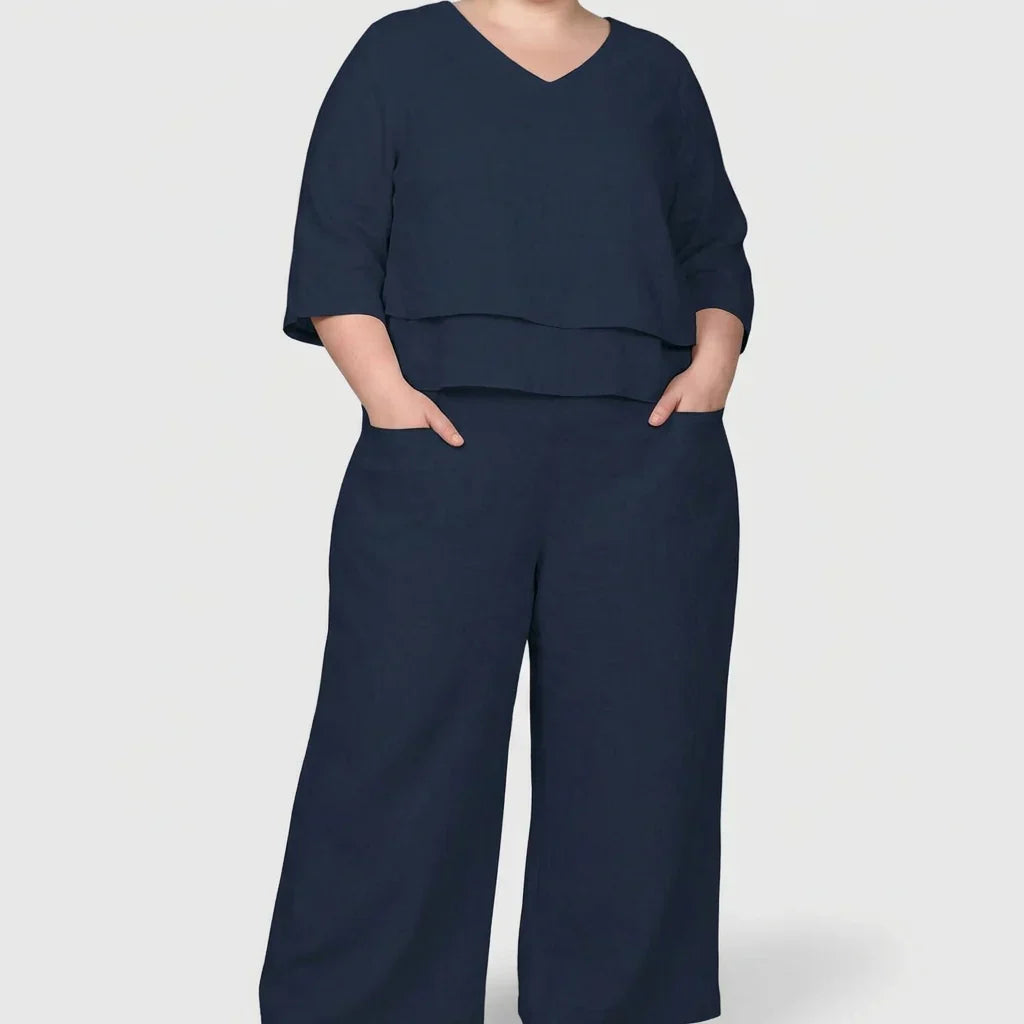 Chelsea Linen V-Neck Two-Piece Set – view 3