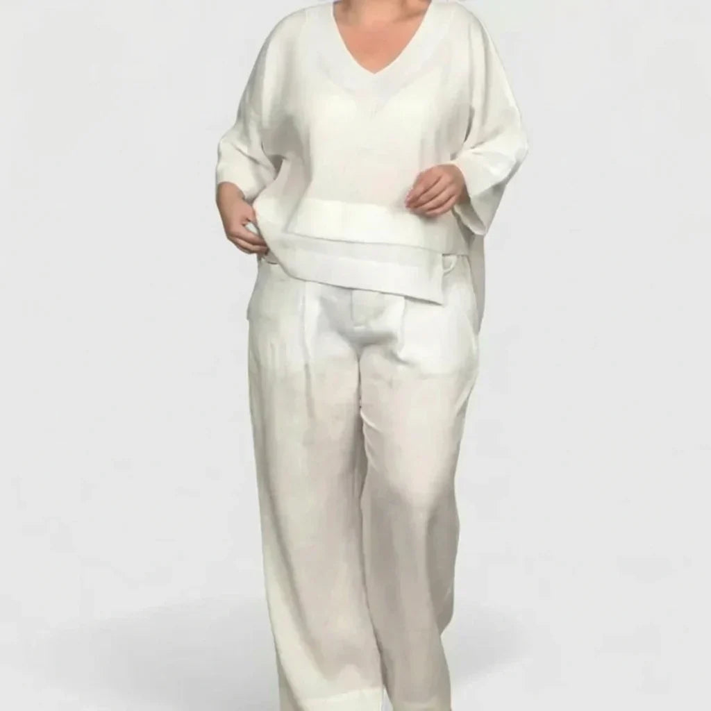 Chelsea Linen V-Neck Two-Piece Set – view 4