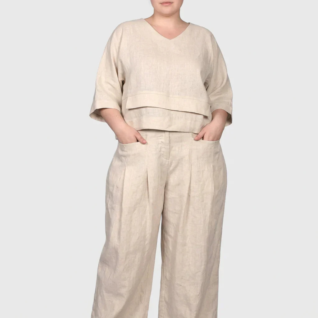 Chelsea Linen V-Neck Two-Piece Set – view 5