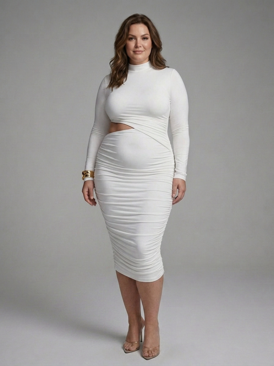 Chloe Mock Neck Knee-Length Dress