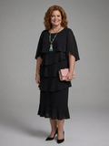 Cindy Chiffon Round Neck Midi Dress