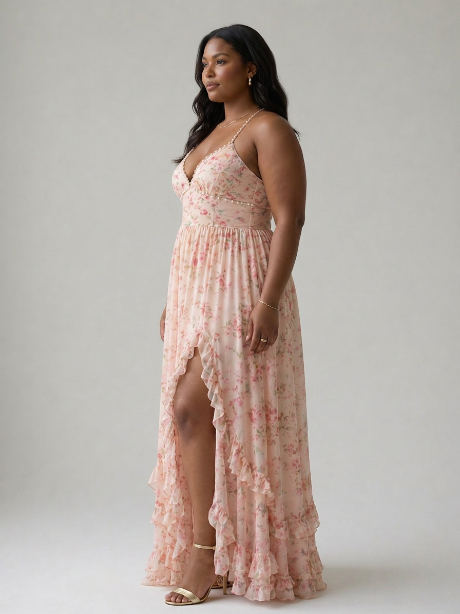 Corinne Mesh Strapless Maxi Dress – view 9