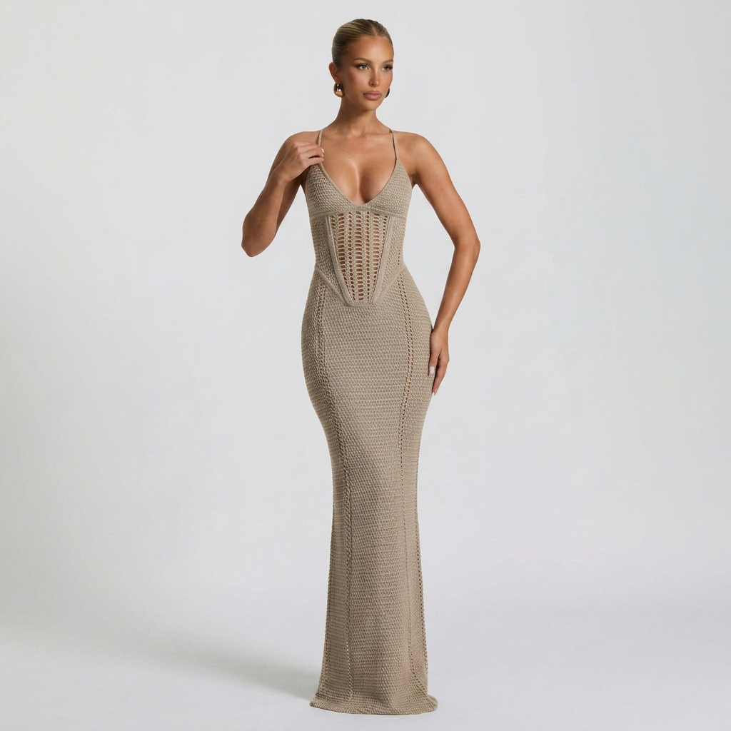 Caroline | Crochet Sleeveless Maxi Dress