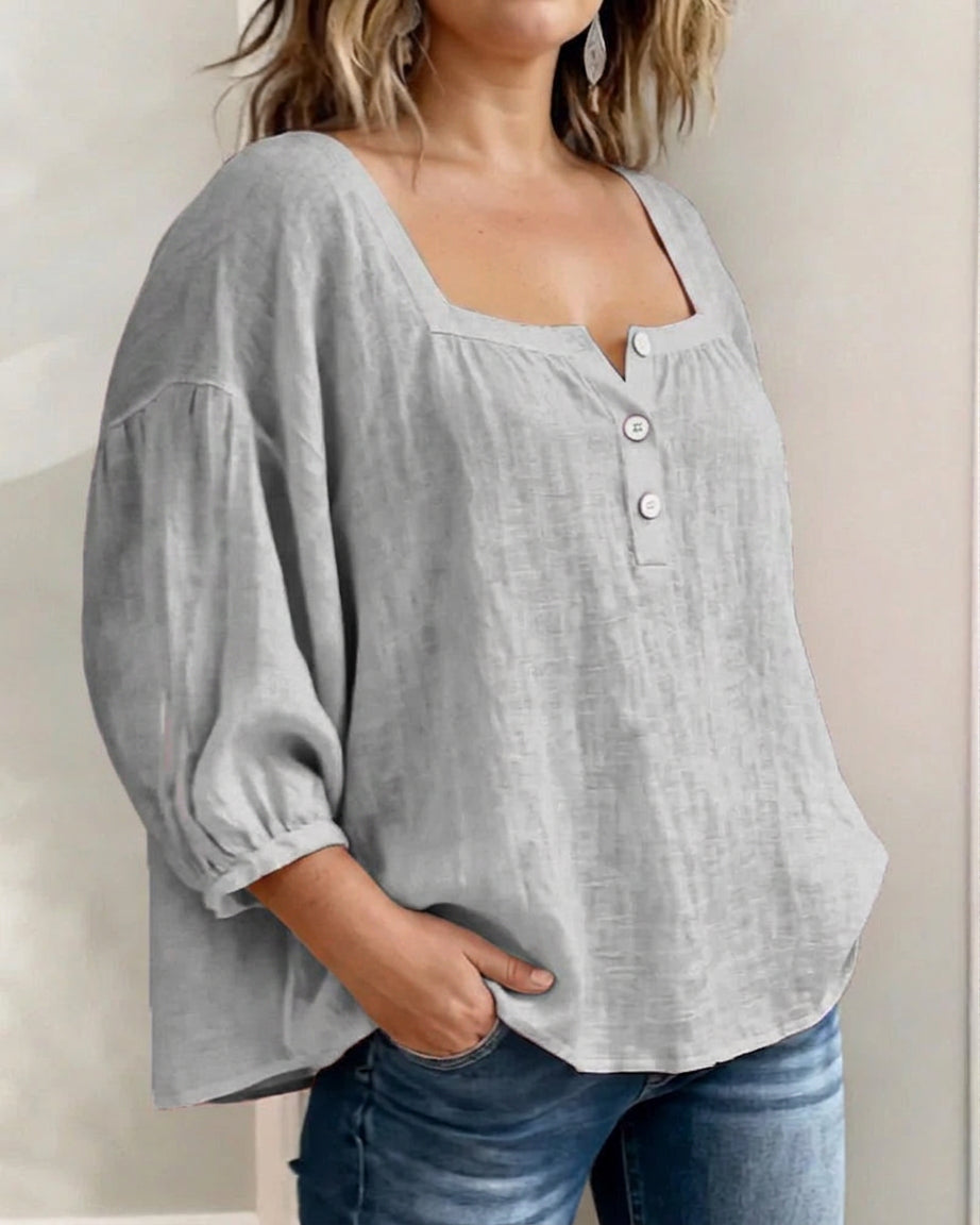 Miranda | Linen Square Neck Blouse