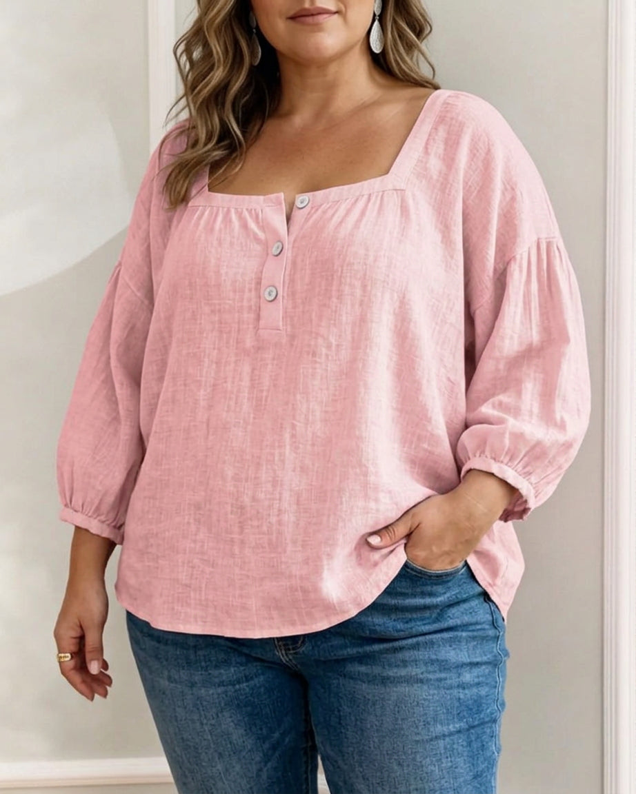 Miranda | Linen Square Neck Blouse