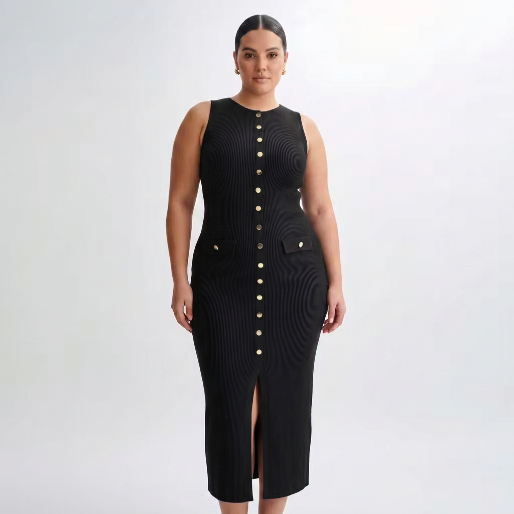 Dana Knit Round Neck Midi Dress – view 6