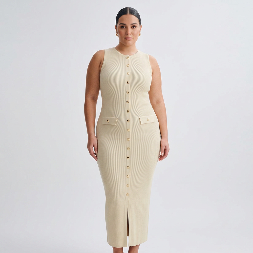 Dana Knit Round Neck Midi Dress – view 7