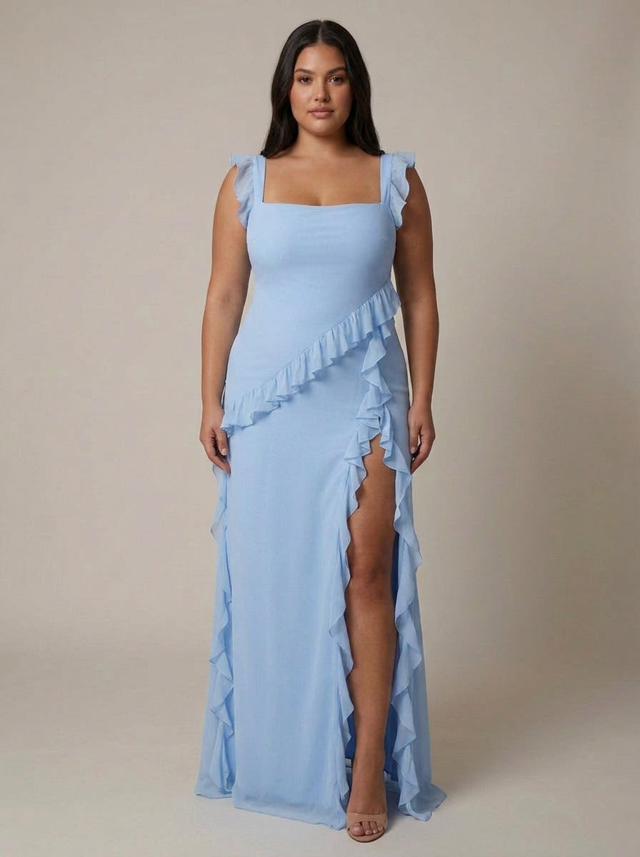 Daphne Chiffon Square Neck Maxi Dress