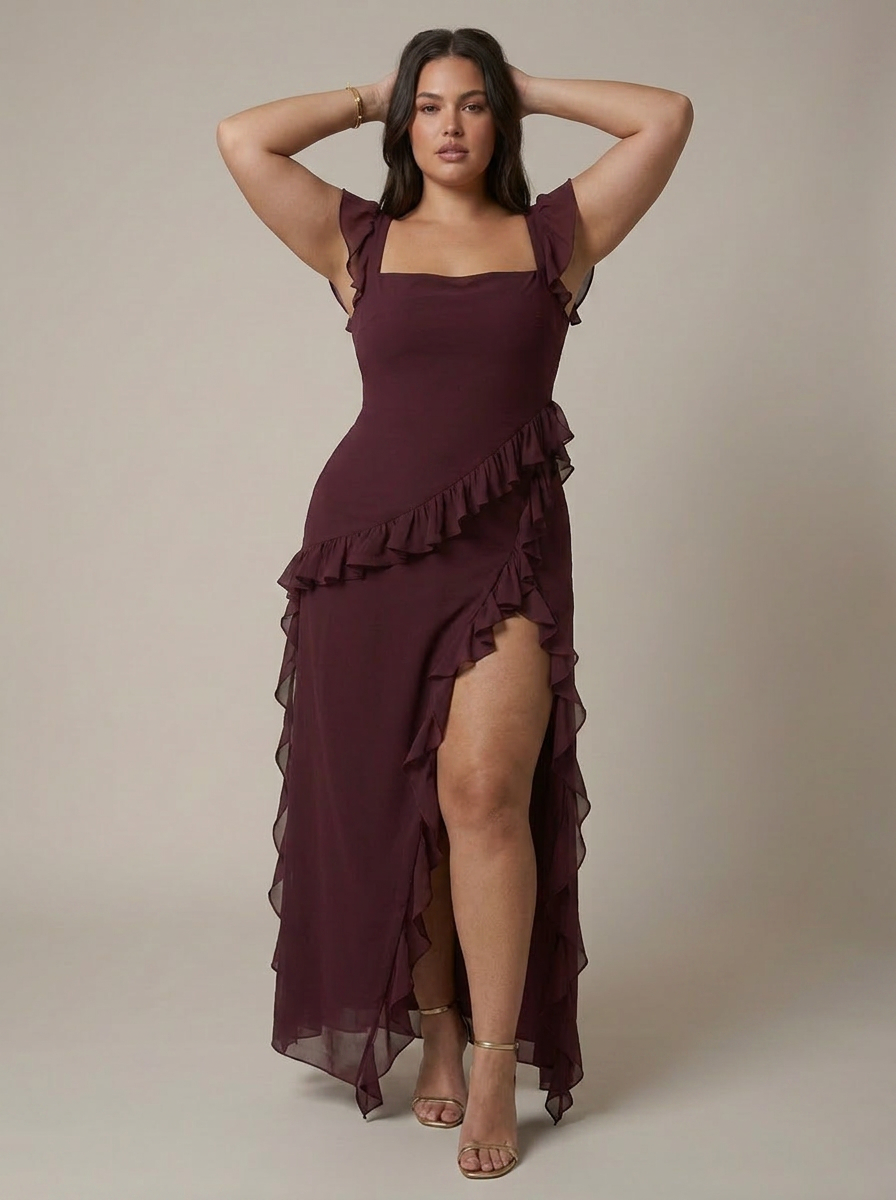 Daphne Chiffon Square Neck Maxi Dress – view 2