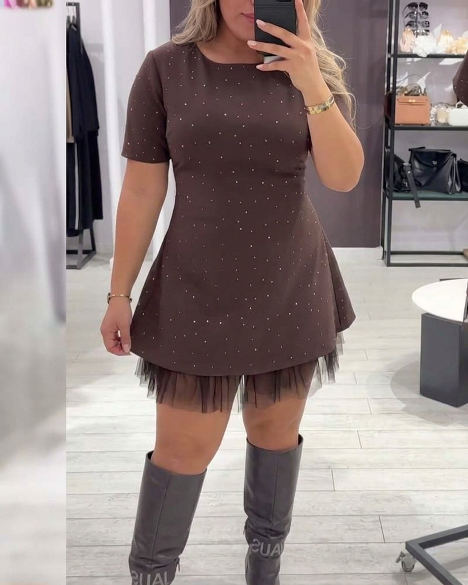 Zoe | Mesh Round Neck Mini Dress