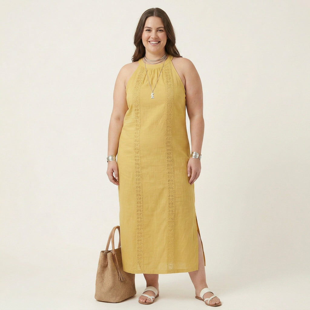 Deborah Linen Halter Midi Dress – view 4