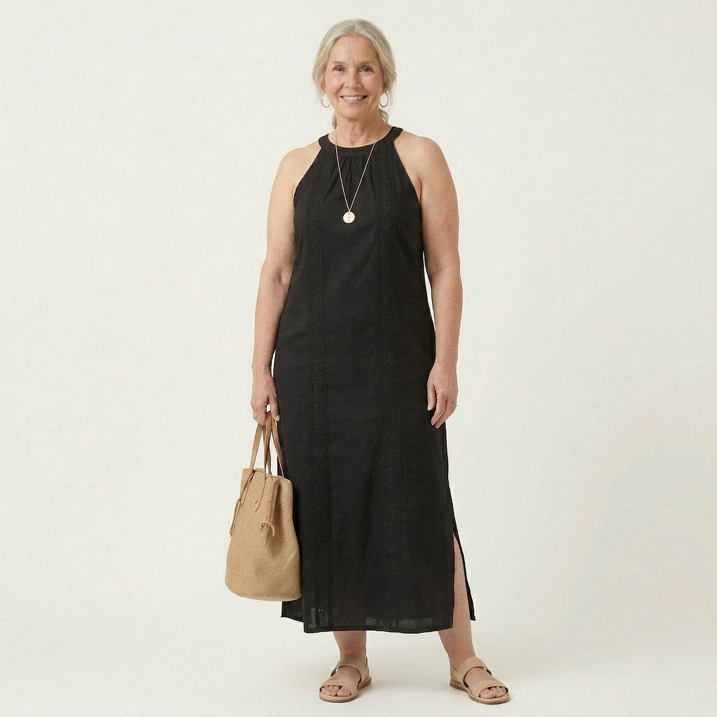 Deborah Linen Halter Midi Dress – view 6