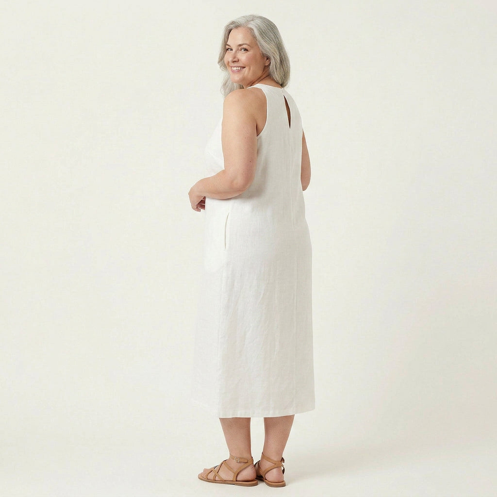 Deborah Linen Halter Midi Dress – view 7