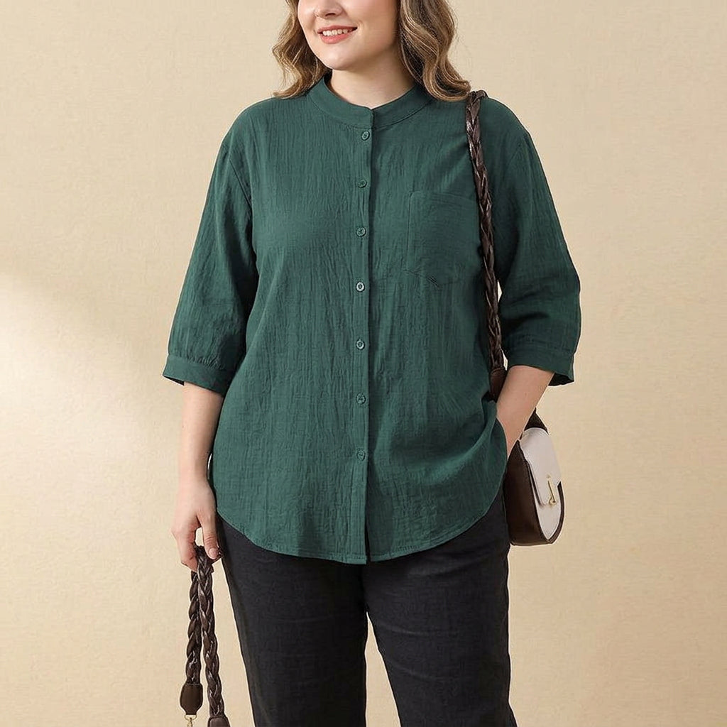 Desiree Linen V-Neck Shirt – view 2