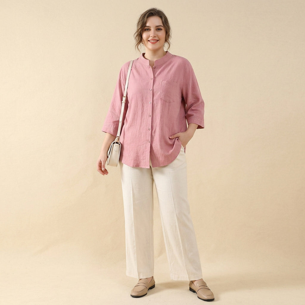 Desiree Linen V-Neck Shirt – view 4