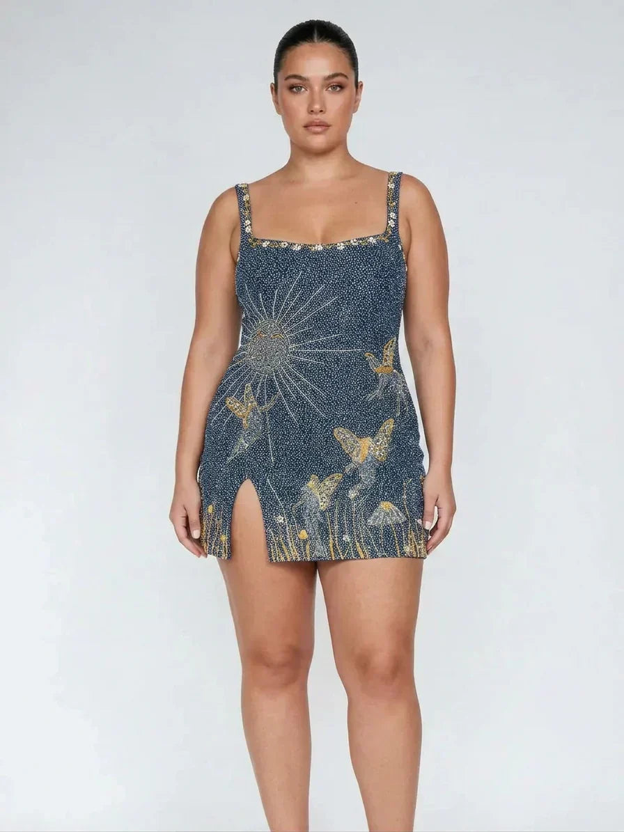 Carla | Sequin Square Neck Mini Dress