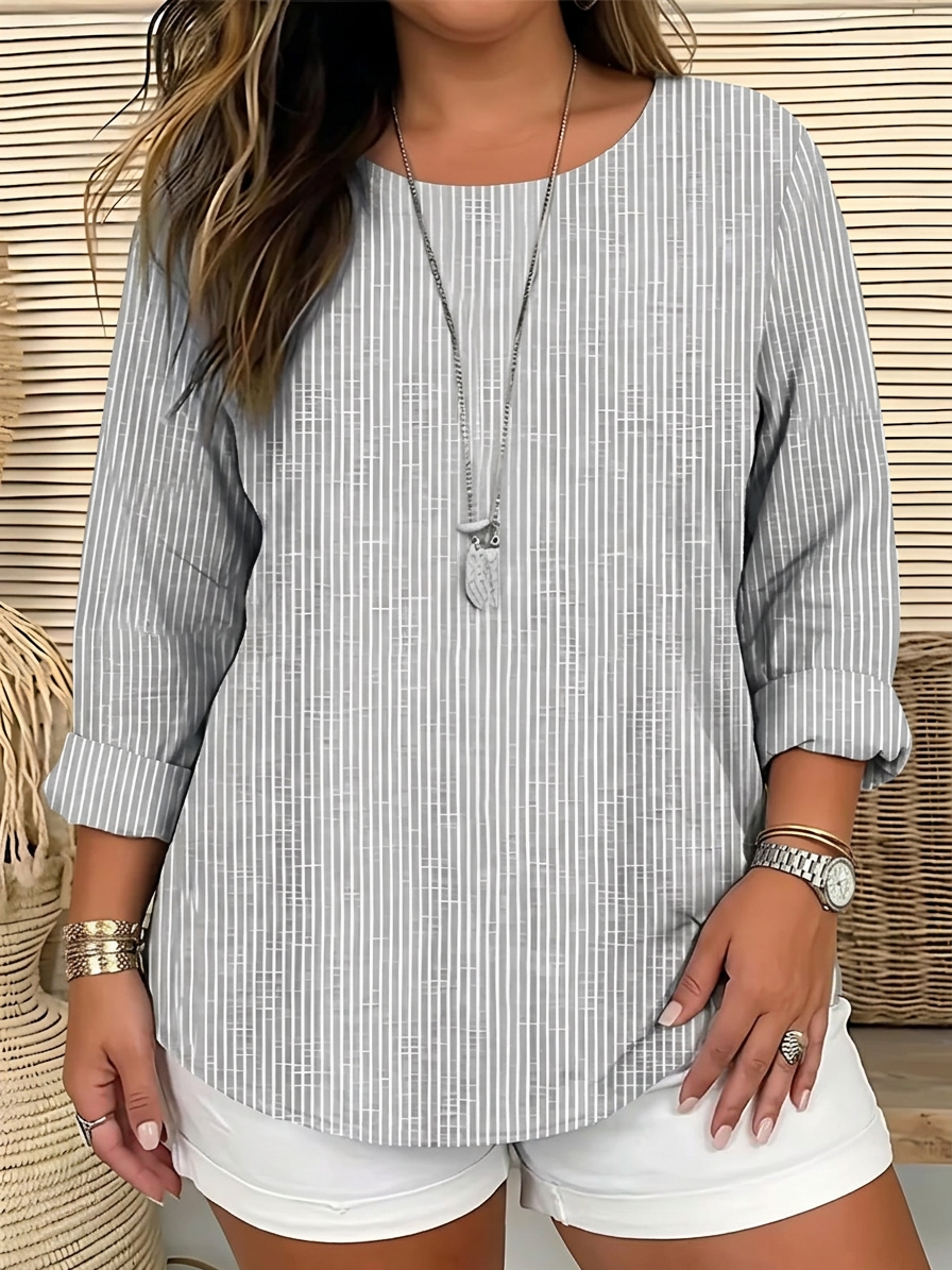 Diana Striped Round Neck Blouse – view 3