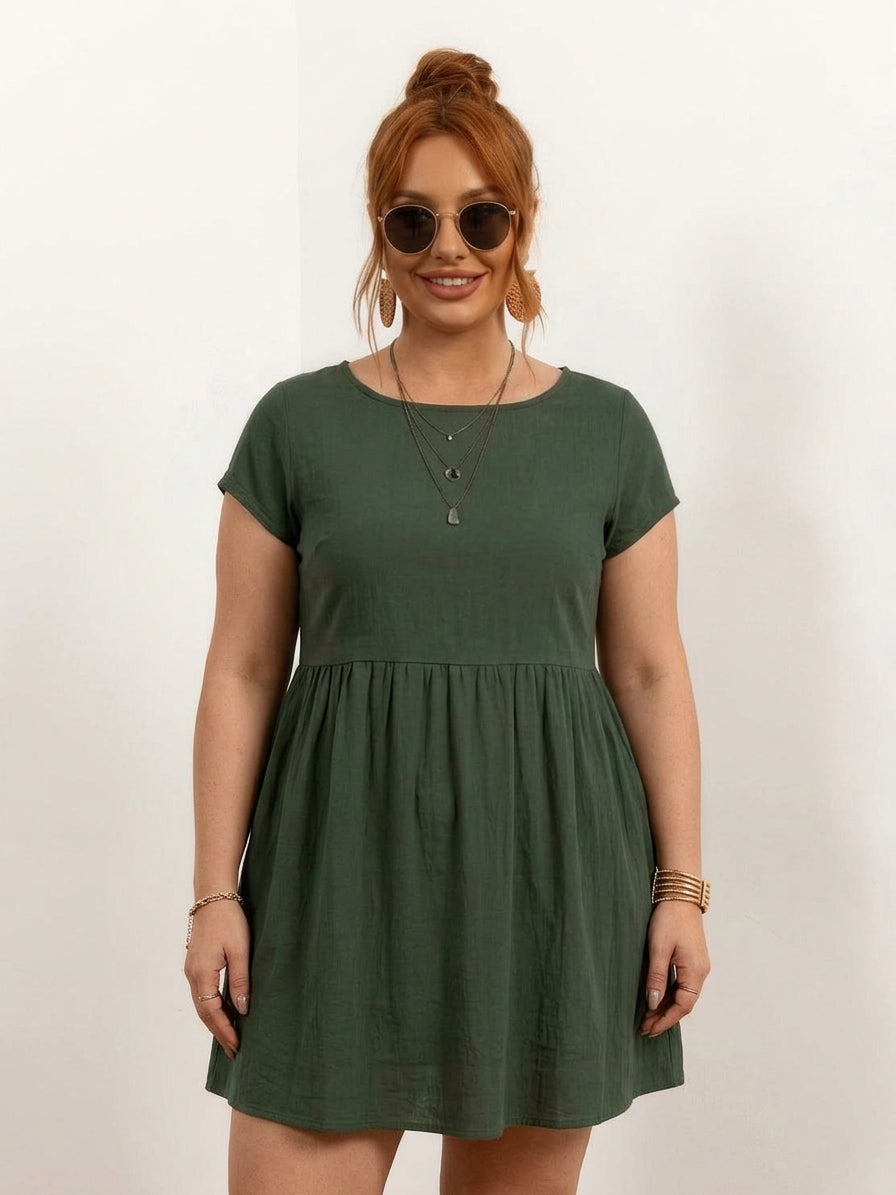 Dianne Linen Round Neck Midi Dress – view 17