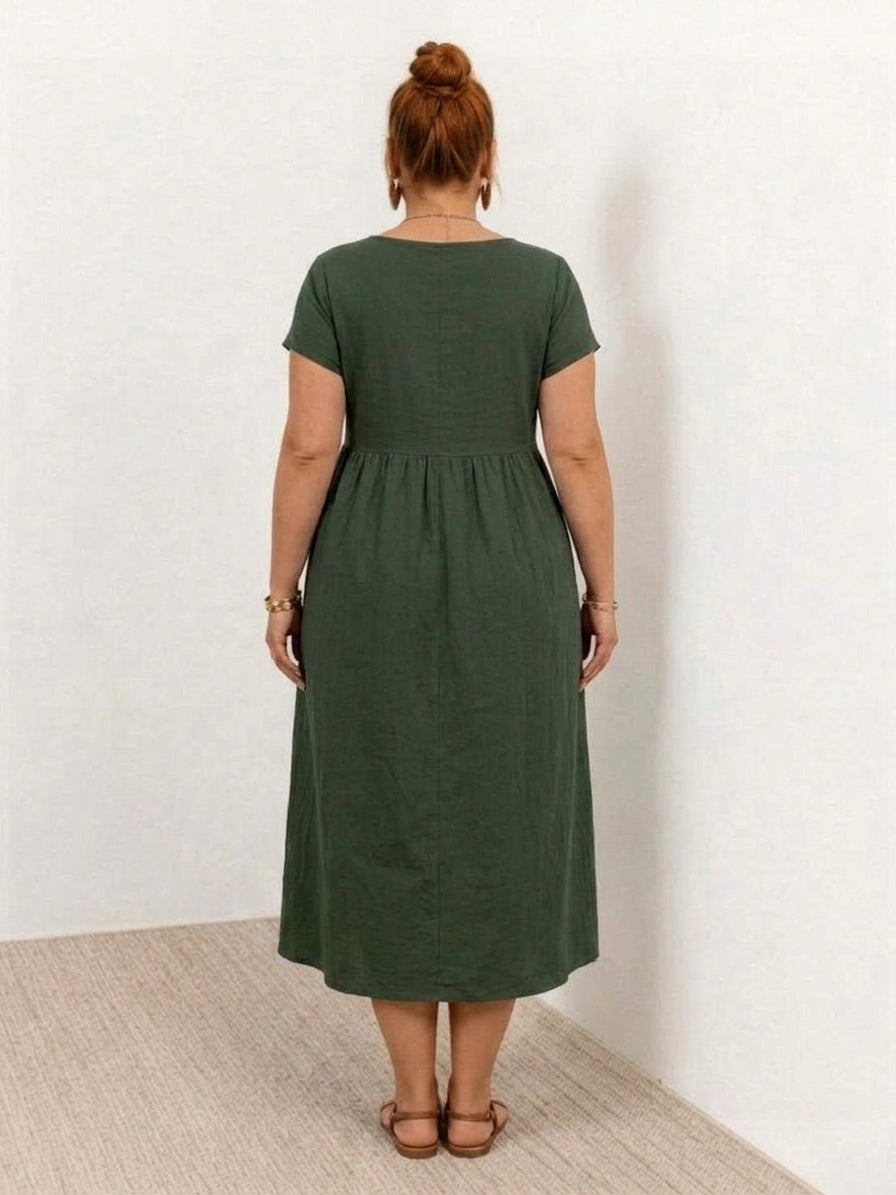 Dianne Linen Round Neck Midi Dress – view 18