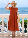 Dianne Linen Round Neck Midi Dress – view 2