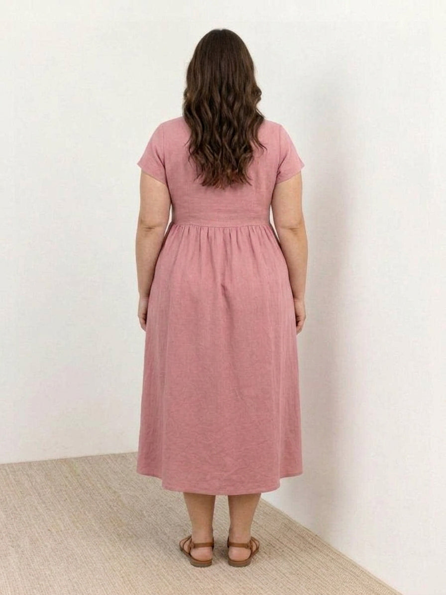 Dianne Linen Round Neck Midi Dress – view 25