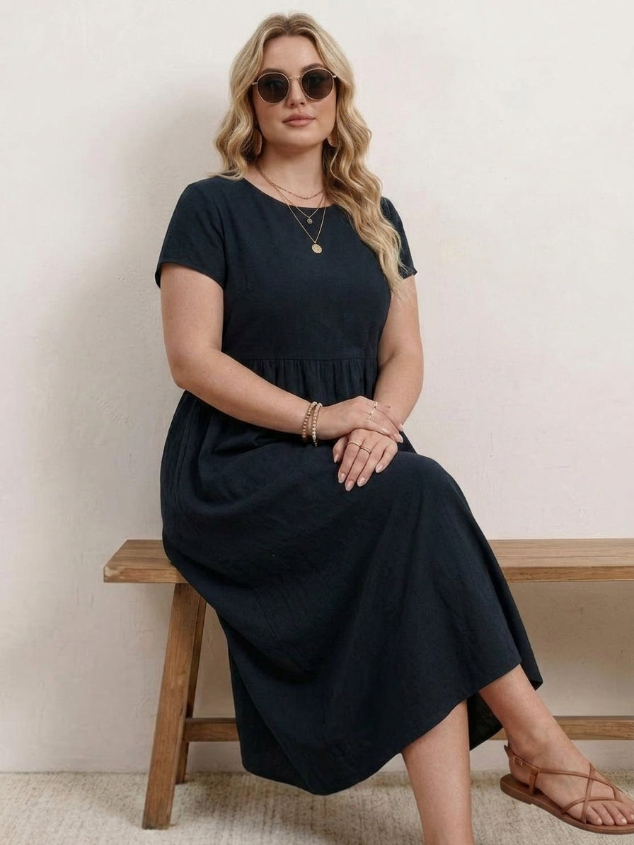 Dianne Linen Round Neck Midi Dress – view 33