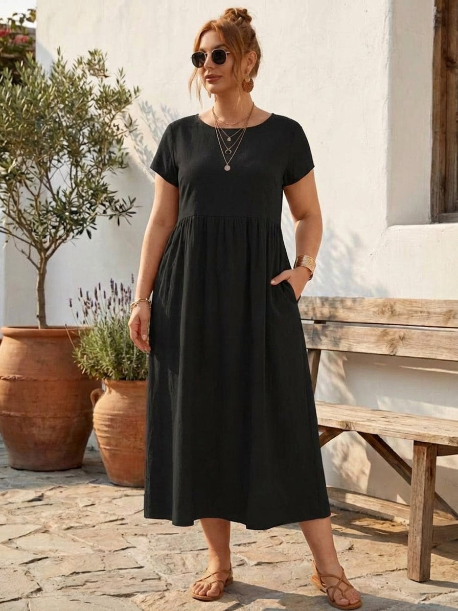 Dianne Linen Round Neck Midi Dress – view 34