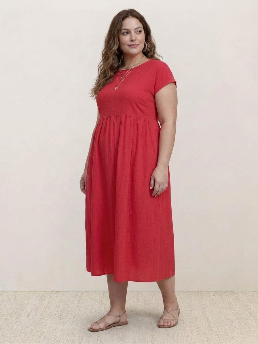Dianne Linen Round Neck Midi Dress – view 36