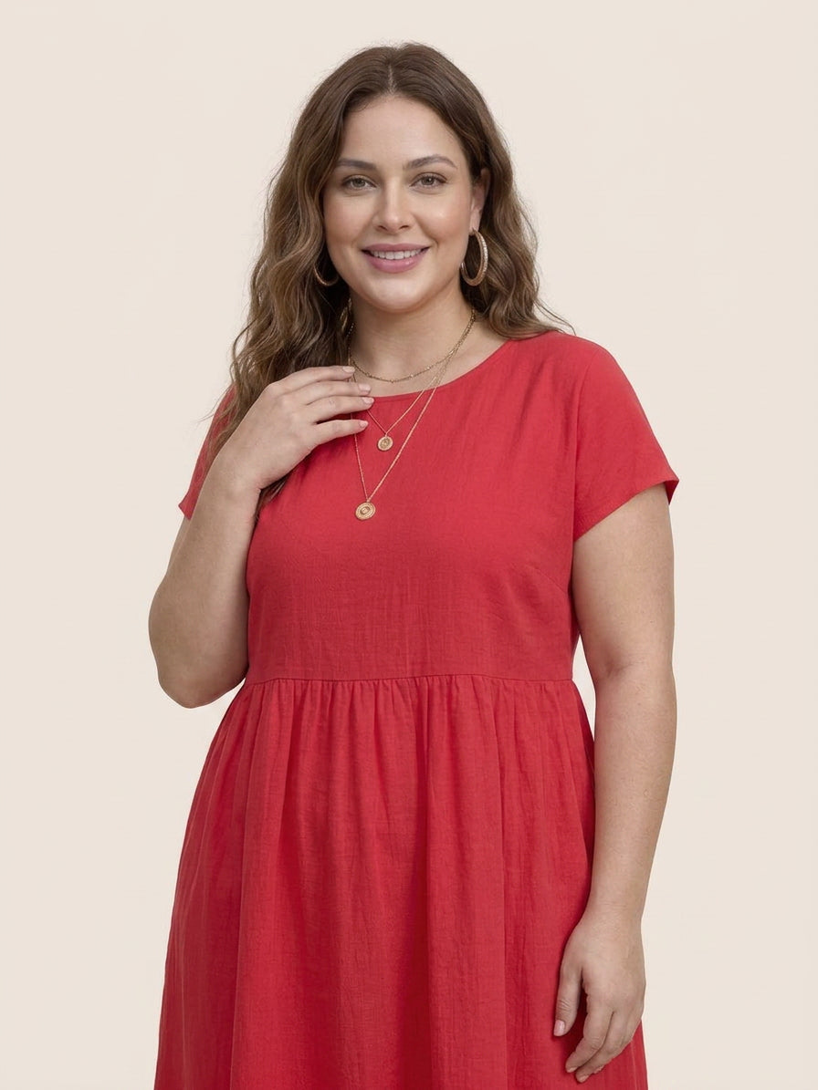 Dianne Linen Round Neck Midi Dress – view 38