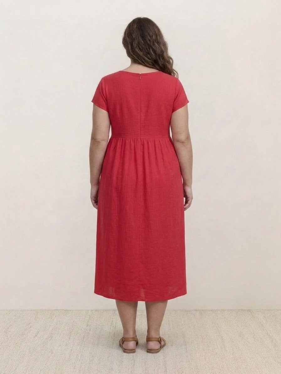 Dianne Linen Round Neck Midi Dress – view 39