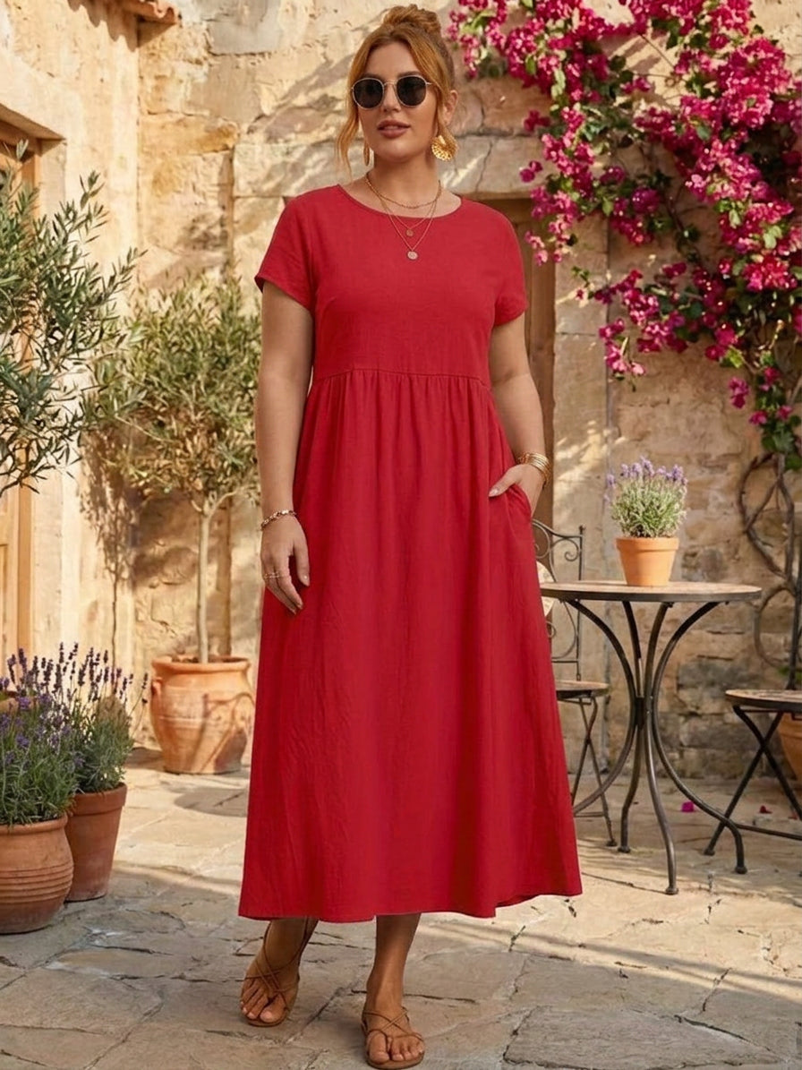 Dianne Linen Round Neck Midi Dress – view 41