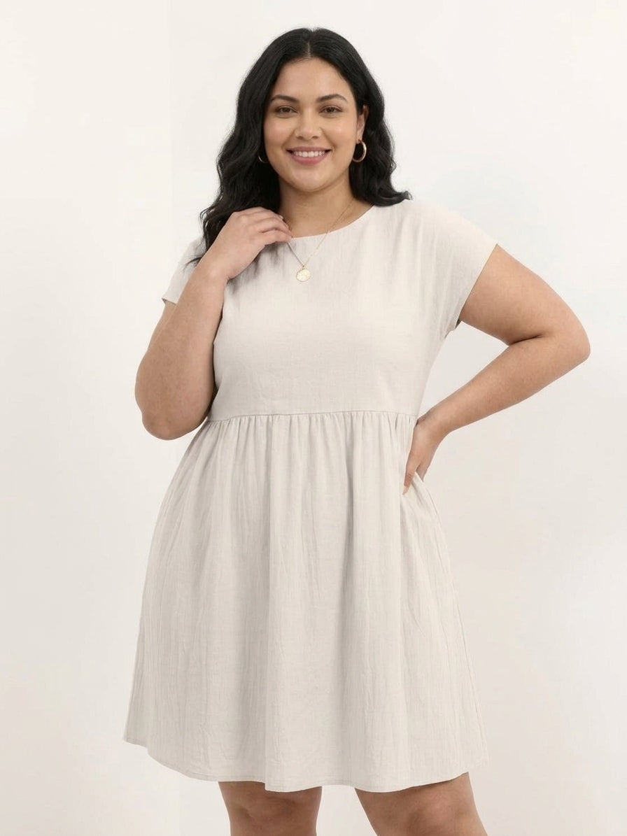 Dianne Linen Round Neck Midi Dress – view 45