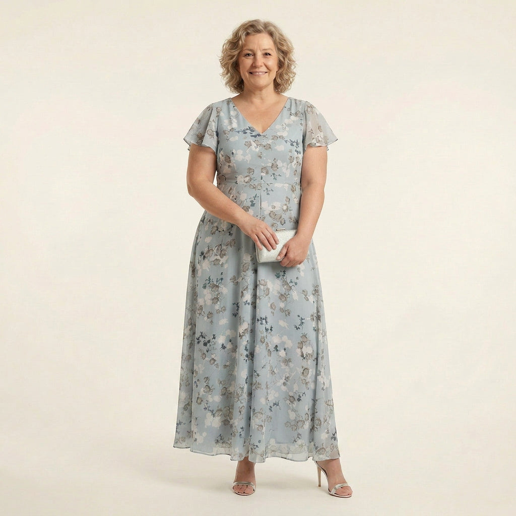 Dominique Chiffon Floral V-Neck Maxi Dress – view 2