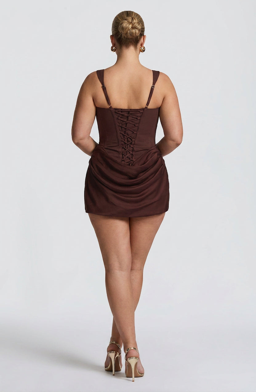 Doris Satin Square Neck Mini Dress – view 2